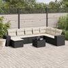 vidaXL 9 Piece Garden Sofa Set with Cushions Black Poly Rattan