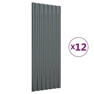 vidaXL Roof Panels 12 pcs Galvanised Steel Anthracite 100x36 cm