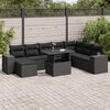 vidaXL 9 Piece Garden Sofa Set with Cushions Black Poly Rattan