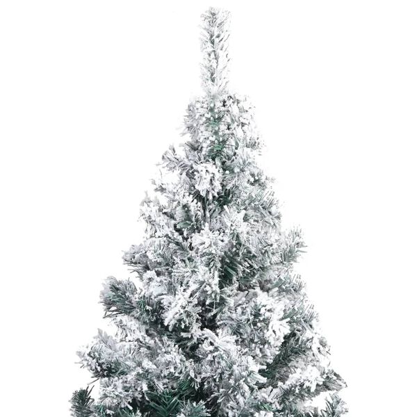 vidaXL Artificial Pre-lit Christmas Tree with Flocked Snow Green 300cm PVC