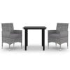 vidaXL 3 Piece Garden Dining Set Poly Rattan and Glass