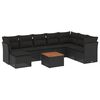 vidaXL 9 Piece Garden Sofa Set with Cushions Black Poly Rattan
