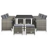 vidaXL 11 Piece Outdoor Dining Set with Cushions Poly Rattan Grey