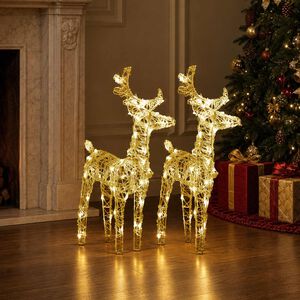 vidaXL Christmas Reindeers 2 pcs Warm White 80 LEDs Acrylic