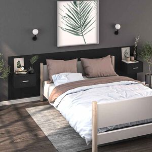 vidaXL Wall-mounted Bedside Cabinets 2 pcs Black
