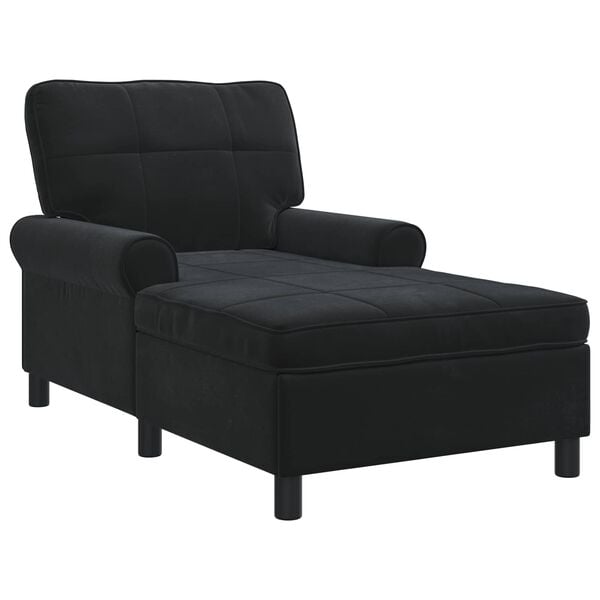 vidaXL Chaise Lounge with Cushion Black 91 x 157 x 91 cm Velvet
