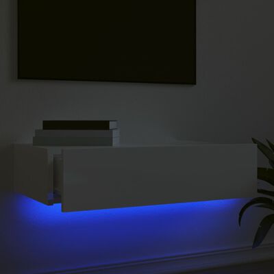 vidaXL TV Cabinet with LED Lights High Gloss White 60x35x15.5 cm