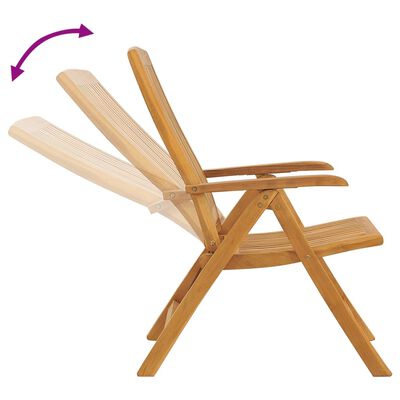 vidaXL Reclining Garden Chairs with Cushions 4 pcs Solid Wood Teak