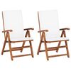 vidaXL Reclining Folding Chairs with Cushions 2 pcs Solid Teak Wood Cream