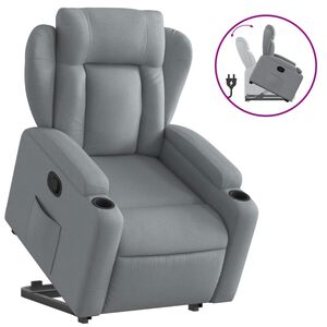 vidaXL Electric Stand up Recliner Chair Light Grey Fabric