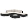 vidaXL 6 Piece Garden Lounge Set with Cushions Poly Rattan Black
