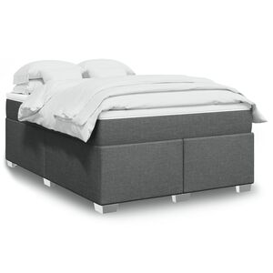 vidaXL Box Spring Bed with Mattress Light Grey Double Fabric