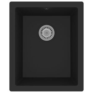 vidaXL Kitchen Sink with Overflow Hole Black Granite