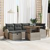 vidaXL Garden Sofa Set Height-Adjustable 7 pcs Grey Poly Rattan