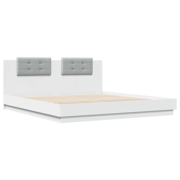 vidaXL Bed Frame with LED without Mattress White 180x200 cm Super King