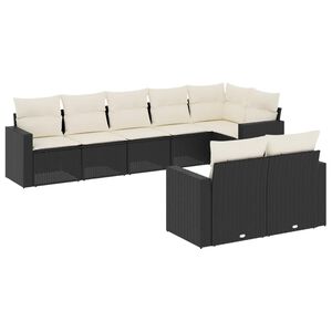 vidaXL 8 Piece Garden Sofa Set with Cushions Black Poly Rattan