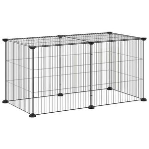 vidaXL 8-Panel Pet Cage Black 35x35 cm Steel