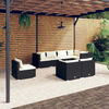 vidaXL 8 Piece Garden Lounge Set with Cushions Poly Rattan Black