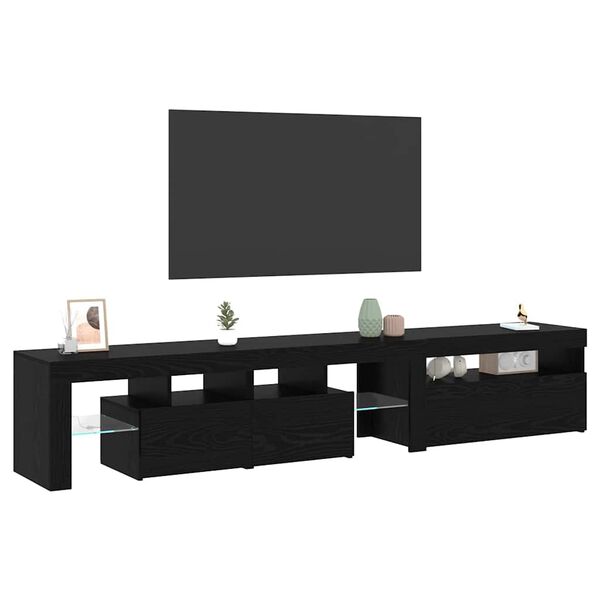 vidaXL TV Cabinet 2 pcs Black Oak 215 x 36.5 x 40 cm Engineered Wood