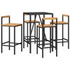 vidaXL 5 Piece Garden Bar Set Black Poly Rattan& Solid Wood Acacia