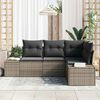 vidaXL Garden Sofa Set with Storage 4 pcs Grey Poly Rattan
