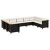 vidaXL 9 Piece Garden Sofa Set with Cushions Black Poly Rattan