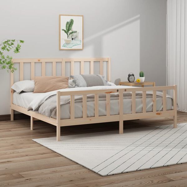 vidaXL Bed Frame without Mattress 180x200 cm Super King Solid Wood Pine
