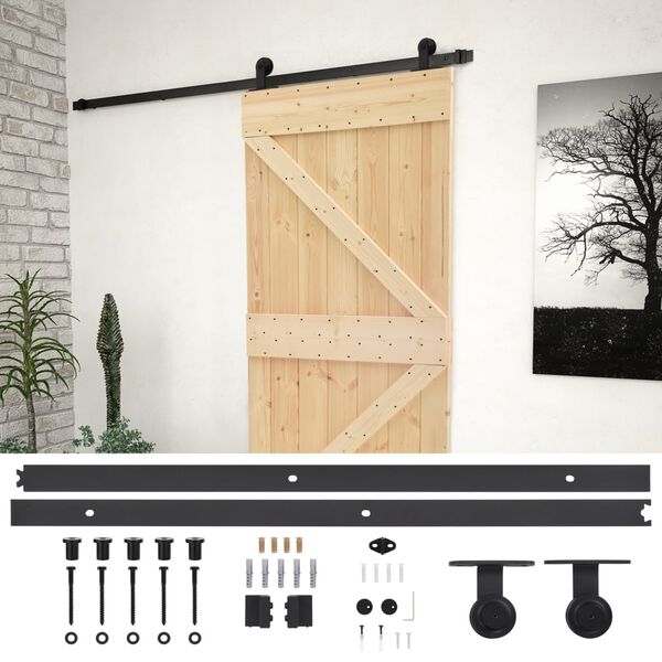 vidaXL Sliding Door with Hardware Set 90x210 cm Solid Pine Wood