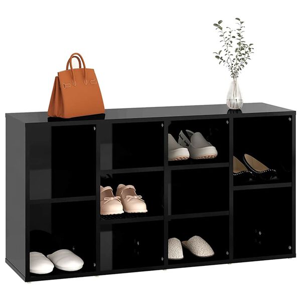 vidaXL Shoe Bench High Gloss Black 103x30x55 cm Engineered Wood