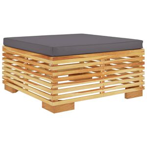 vidaXL Garden Footrest with Dark Grey Cushion Solid Wood Teak