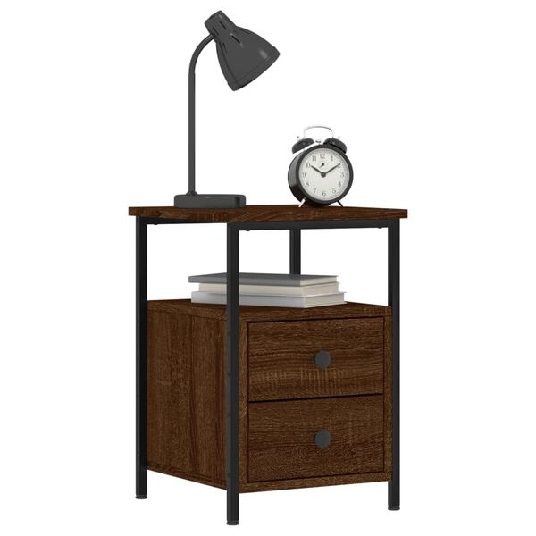 vidaXL Bedside Cabinet Brown Oak 34x35.5x50 cm Engineered Wood