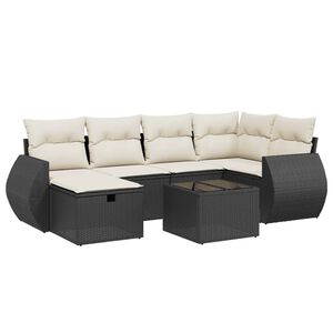 vidaXL 6 Piece Garden Sofa Set with Cushions Black Poly Rattan