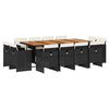 vidaXL 13 Piece Garden Dining Set with Cushions Black Poly Rattan