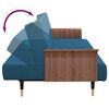 vidaXL Sofa Bed with Cup Holders Blue Velvet