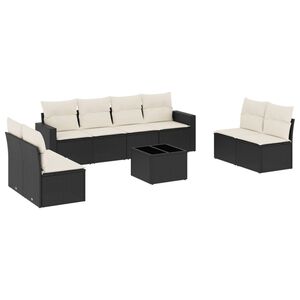 vidaXL 9 Piece Garden Sofa Set with Cushions Black Poly Rattan