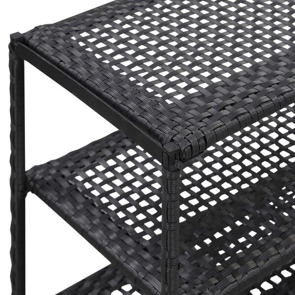 vidaXL Shoe Rack Black 50x30x120 cm Poly Rattan