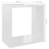 vidaXL Wall Cube Shelves 2 pcs High Gloss White 26x15x26 cm