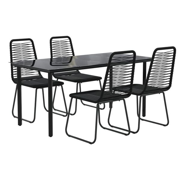 vidaXL 5 Piece Garden Dining Set Black