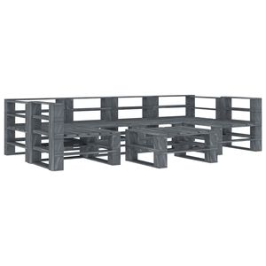 vidaXL 7 Piece Garden Pallet Lounge Set Wood Grey