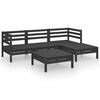 vidaXL 5 Piece Garden Lounge Set Solid Pinewood Black