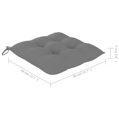 vidaXL 3 Piece Bistro Set with Grey Cushions Solid Teak Wood