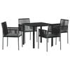 vidaXL Garden Dining Set 5 pcs Black PE Rattan