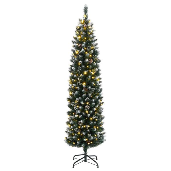 vidaXL Artificial Slim Christmas Tree 150 LEDs 150 cm
