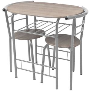 vidaXL Dining Set | Silver and wood grain | MDF and iron | Standard | Modern