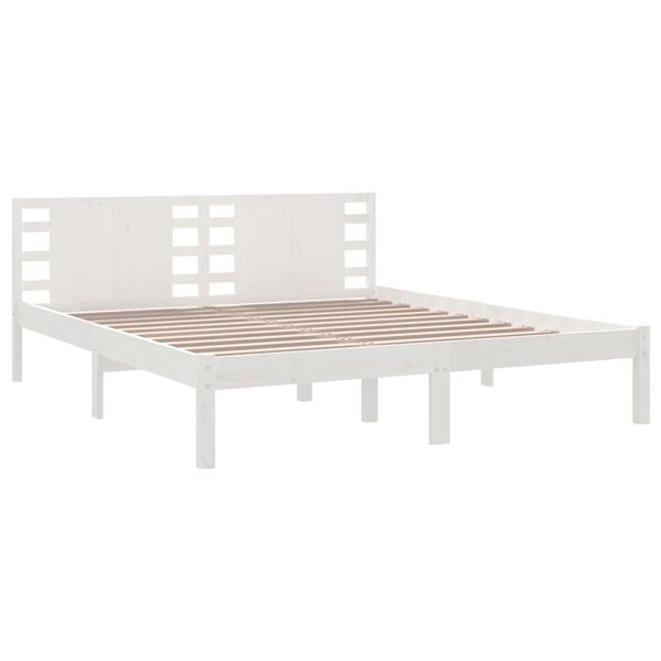 vidaXL Bed Frame without Mattress White 180x200 cm Super King Solid Wood