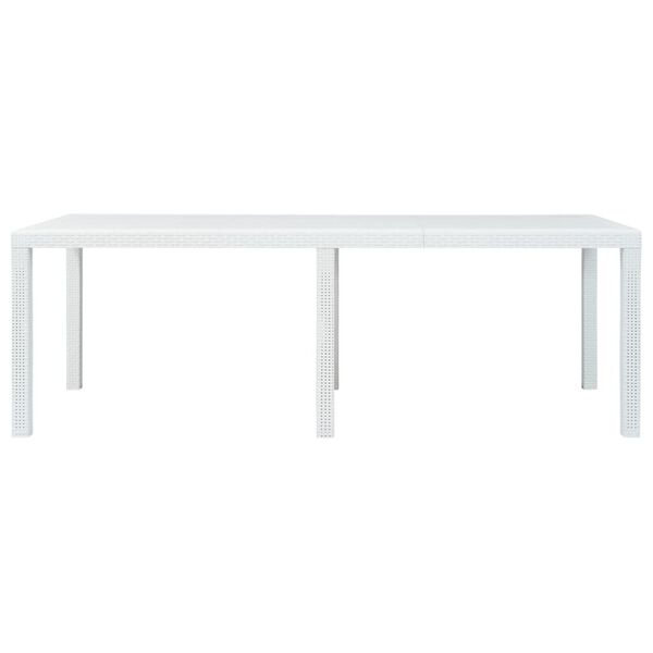 vidaXL Garden Table White 220x90x72 cm Plastic Rattan Look