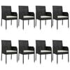 vidaXL 9 Piece Garden Dining Set with Cushions Black Poly Rattan