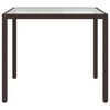 vidaXL Garden Table 90x90x75 cm Tempered Glass and Poly Rattan Brown