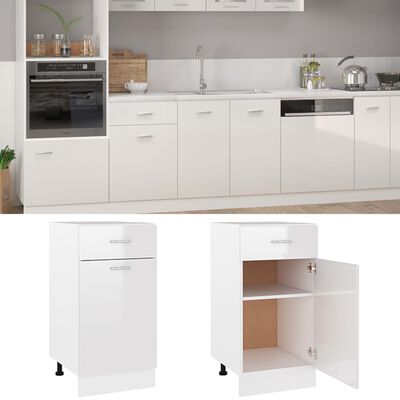 vidaXL Drawer Bottom Cabinet High Gloss White 40x46x81.5 cm Engineered Wood