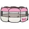vidaXL Foldable Dog Playpen with Carrying Bag Pink 145x145x61 cm
